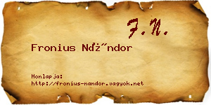 Fronius Nándor névjegykártya